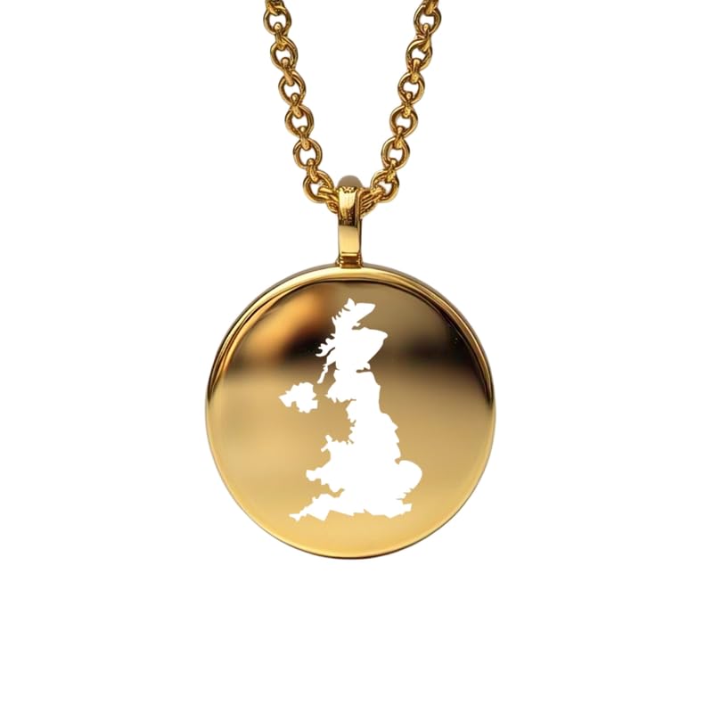 Pendentif carte du Royaume-Uni breloque Terre argent et or 24mm
