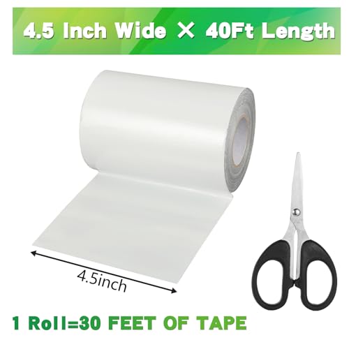 Image of 4.5Inch x 40FT RV Awning Repair Tape with Scissors, Outdoor Heavy Duty Repair Tape for Tarp, Tent, Boat Cover, Canvas, Sail Tape, Waterproof, UVproof and Heat-Resistant Tear Repair Pctch Kit
