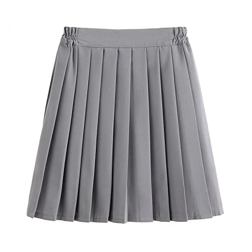 Falda de lápiz negro de las mujeres de moda falda de la escuela sólido plisado faldas estilo académico falda sexual personalidad falda escolar hasta la rodilla estiramiento, gris, XXL