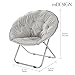 mDesign Urban Papasan Folding Moon Chair - Large Saucer UFO Chair with Collapsible Metal Frame - Fuzzy Foldable Dish Seat for Home Office, Living Room, Dorm Room, and Bedroom - Gray/Silver
