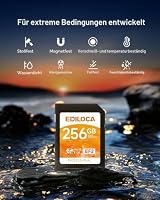 Ediloca EF2 UHS-I Speicherkarte 256GB 2er-Pack, Lesen 100MB/s, Schreiben 90MB/s, C10, U3, V30, Full-HD und 4K-Video, SD-Karte für professionelle Fotografen – Ansicht 3