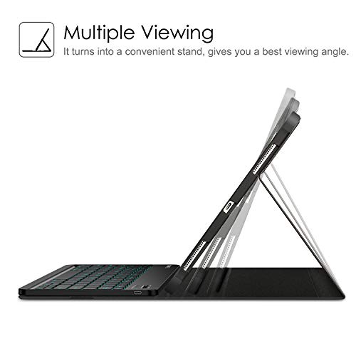 Fintie Keyboard Case For Ipad Pro 12.9" 4Th & 3Rd Generation 2020/2018, Soft Tpu Back Cover W/Pencil Holder & [7-Color Backlight] Magnetically Detachable Wireless Bluetooth Keyboard, Black #TOP4