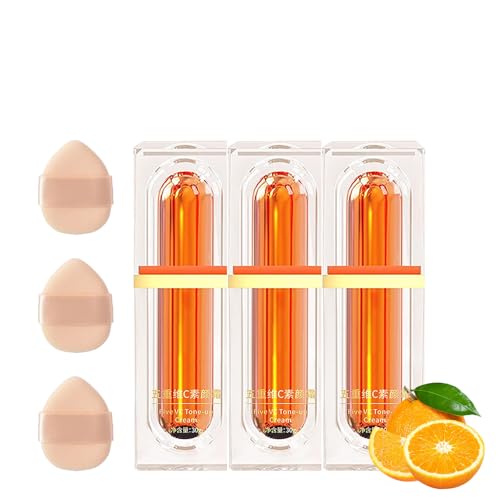 Japanese Vitamin C Makeup Tone Up Cream, Five Vitamin C Tone-Up Cream, Moisturizing Brightening Concealer Smooth ToneUp Creams, for All Skin Types (3 Pcs)
