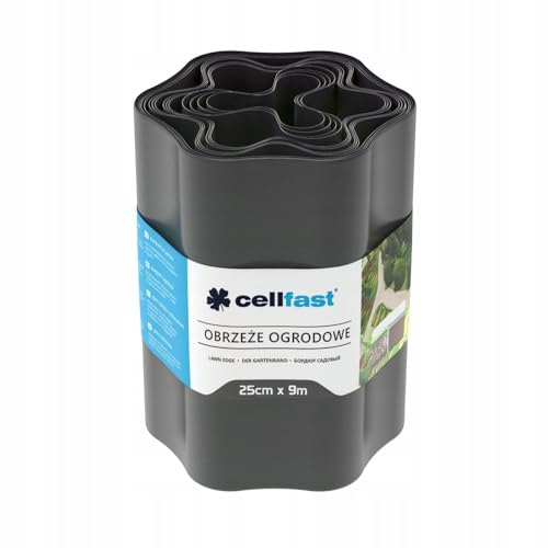 Cellfast Bordo per Aiuole Palisade Palizzata Ondulata Recinzione da Giardino Nero (20cm x9m, Nero)