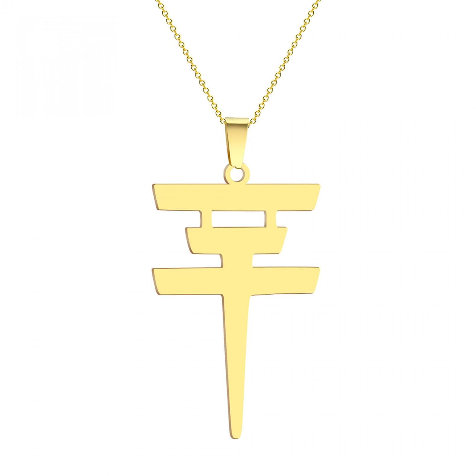 GAUEIOUR Tokyo Hotel Pendant Necklace,Minimalist Fashion Geometry Stainless Steel Pendant Jewelry, Japanese Necklace, Women's Jewelry Gift (Gold)