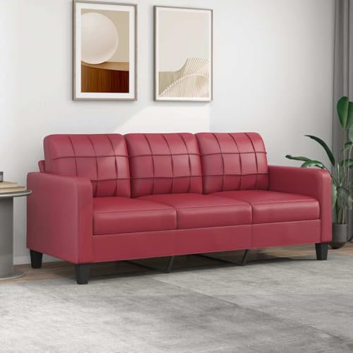Willood 3-Sitzer-Sofa Couch für Wohnzimmer, Polstersofa mit Metallgestell, Loungesofa Zweisitzer Wohnzimmersofa Wohnzimmermöbel Weinrot 180 cm Kunstleder Willood 3-Sitzer-Sofa Couch für Wohnzimmer, Polstersofa mit Metallgestell, Loungesofa Zweisitzer Wohnzimmersofa Wohnzimmermöbel Weinrot 180 cm Kunstleder