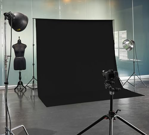 Image of Amazon Basics Professional Black Screen Backdrop Cloth (8x12 ft) | Suitable for Photography, Photoshoot, Product Photography, Live Streaming, Zoom Meetings, VFX Editing | Pack of 1 (Black)