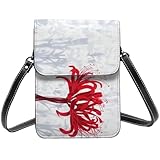 彼岸花 花柄1 スマホポーチ本革 ショルダーバッグ 薄い レディース メンズミニポーチ 人気 財布 斜め掛け バッグ 高い19cm*幅13.5cm*厚2cm