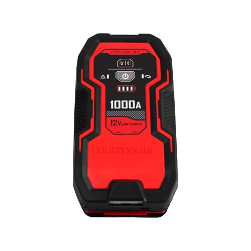 CRAFTSMAN Lithium Jump Starter and Portable Power Pack, CMXCESM263, 3-in-1, 2.4 Amp USB Port, LED Light, 1000 Amps, 12 Volt, for Motorcycle, Car, SUV, Truck, and Marine Batteries