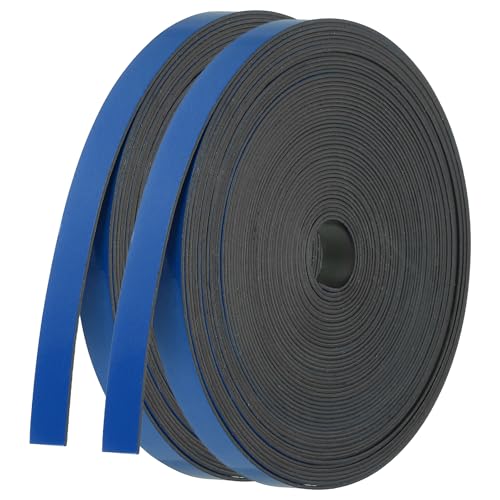 Image of PATIKIL Magnetic Strip Roll, 2Roll 32.8ft x 0.4" Fridge Magnets Tape Flexible Writable Dry Erase Refrigerator Magnet Sticker Label with Adhesive Back Sheet for DIY Craft Whiteboard, Blue