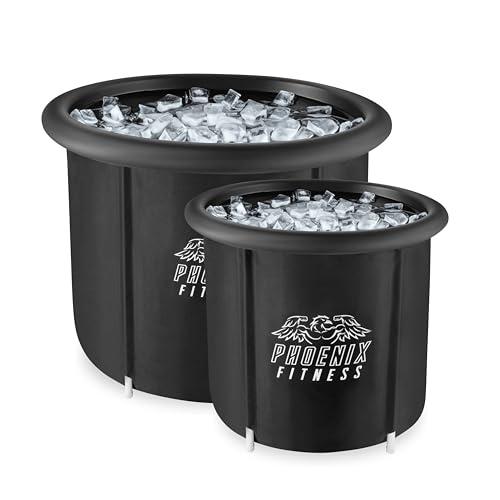 Phoenix Fitness Ice Bath Tub with Lid - Large Cold Water Therapy Recovery Pod for Indoors and Outdoors - Portable Ice Bath Plunge for Athletes Men & Women - Black 300 Litre