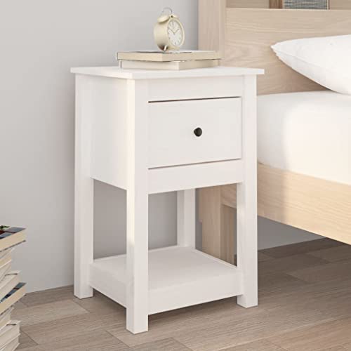 Madera maciza de pino en estas mesillas de noche blancas pack de 2 armarios de almacenamiento duraderos 4