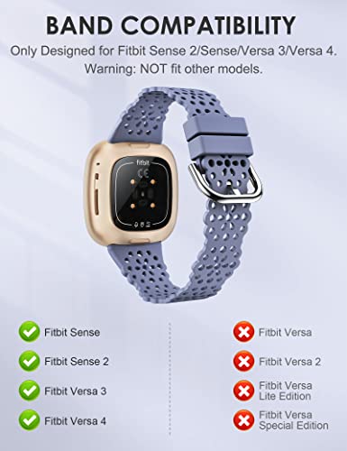 TOYOUTHS Lace Silicone Compatible with Fitbit Versa 3 & Sense / Versa 4 & Sense 2 - Image 2