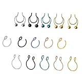 WRITWAA 15 Piezas Aros Falsos para Nariz de Acero Inoxidable Clips Nasales Elegantes Piercing Joyería Nasal de Moda Unisex Resistente y Antialérgico para Fiestas y Uso Diario