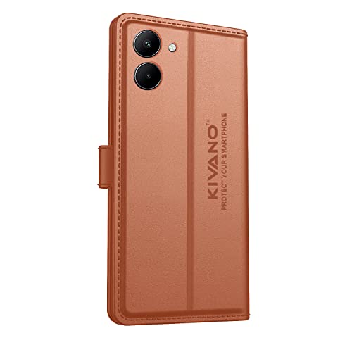 Image of Compatible with Realme C33 Flip Cover | Leather Finish | Inside Pockets & Inbuilt Stand | Shockproof Wallet Style Magnetic Closure Back Cover Case