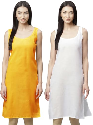 Image of Ada Womens Terivoile Cotton Suit Full Slip /Camisole (Pack of 2) A301831