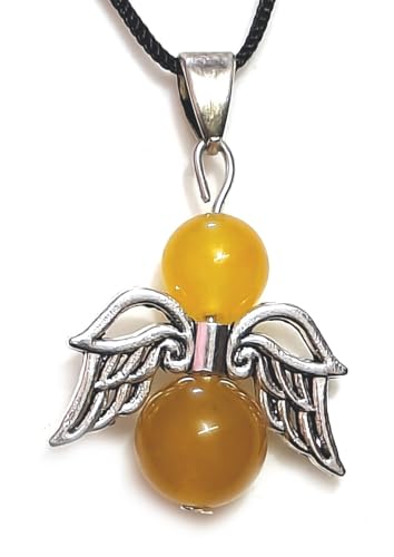 Natural Yellow Jade Crystal Angel Wings Pendant For Men And Women, SMALL, crystal, Jade2