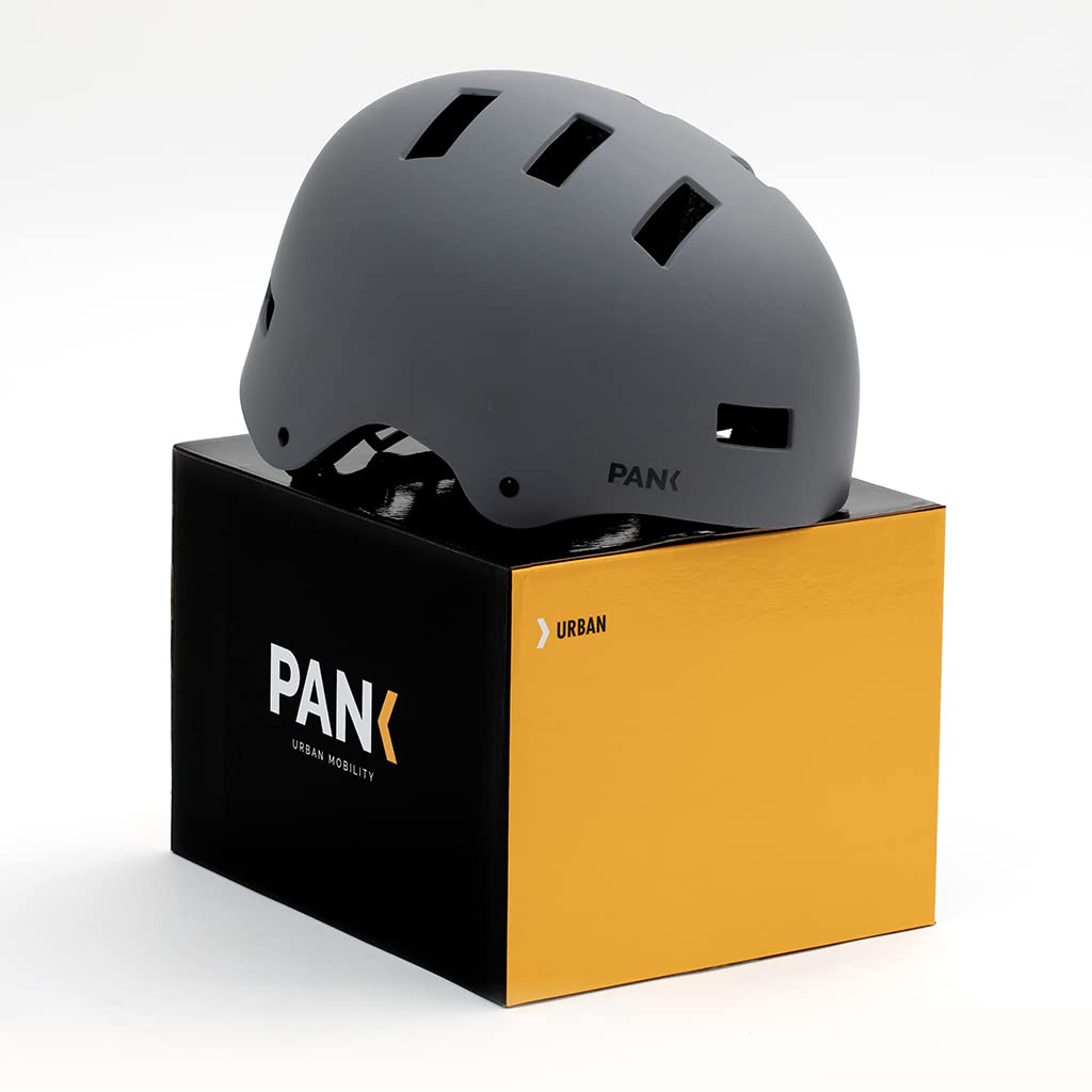 PANK Casque de vélo avec la lumière Casque Trottinette Certifié CE Casque trotinette Electrique pour Homme Femme Adultes, Noir Mat et Gris, M (55-58 cm) & L (59-62 cm)