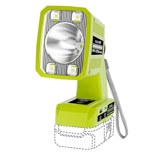 Image of Work Light Compatible with Ryobi 18V Battery, Work Lights 1250LM 18W with USB & Type-C Output Port, Portable Flashlight Spotlight & Floodlight 2 in 1 for Home Repair Lighting [ No Battery ]
