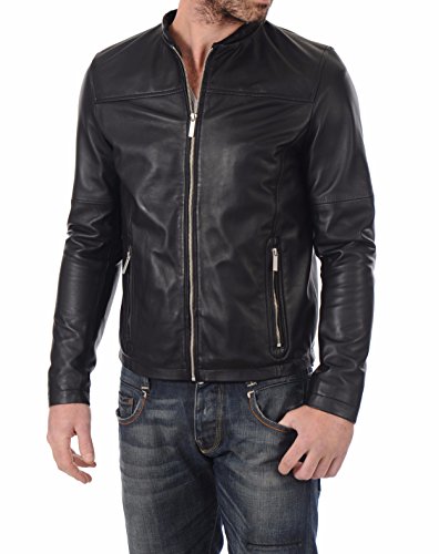 Image of Men's Lambskin Leather Bomber Biker Jacket