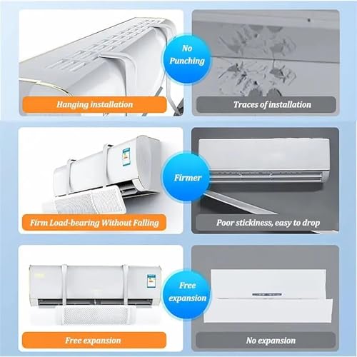 Image of AC Windshild, Plastic Air Conditioner Deflector 22-32 Inches Air Flow Diverter Adjustable Angle Design Universal Hanging, Wind Deflector for Bedroom Office Angle Design