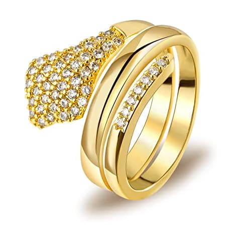 YeGieonr 18K Gold Plated Rings for Women, Sparky Cubic Zirconia Gold Ring, Dainty Statement Jewelry for Women Cover