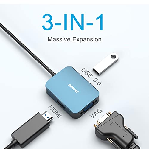 Usb C Hub, Benfei Usb Type-C To Hdmi Vga Adapter, Usb C To Usb Adapter, Compatible For Macbook Pro 2019/2018/2017,Surface Book 2, Dell Xps 13/15, Pixelbook And More #TOP1