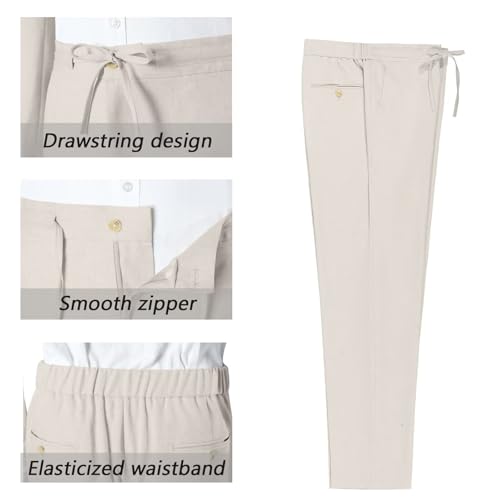 Men's Linen Suits Set 2 Piece Casual Lightweight Blazer Jacket and Pants for Wedding Vacation Business Prom4