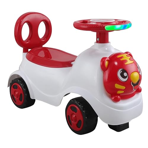 Image of kidsROAR Push Ride On Car for Kids 1-5 Years | Baby Push Car with Music, 3D Lights & Backrest | Premium Ride On Toy Supports Up to 35kg (Tiger, RED)