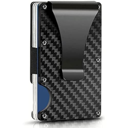 Evolve Mart RFID-Blocking Wallet – Premium Aluminum Credit Card Holder with Pop-Up Case & Money Clip Wallet – Slim Minimalist Design – Secure RFID Wallet for Men & Women (carbon Fiber)
