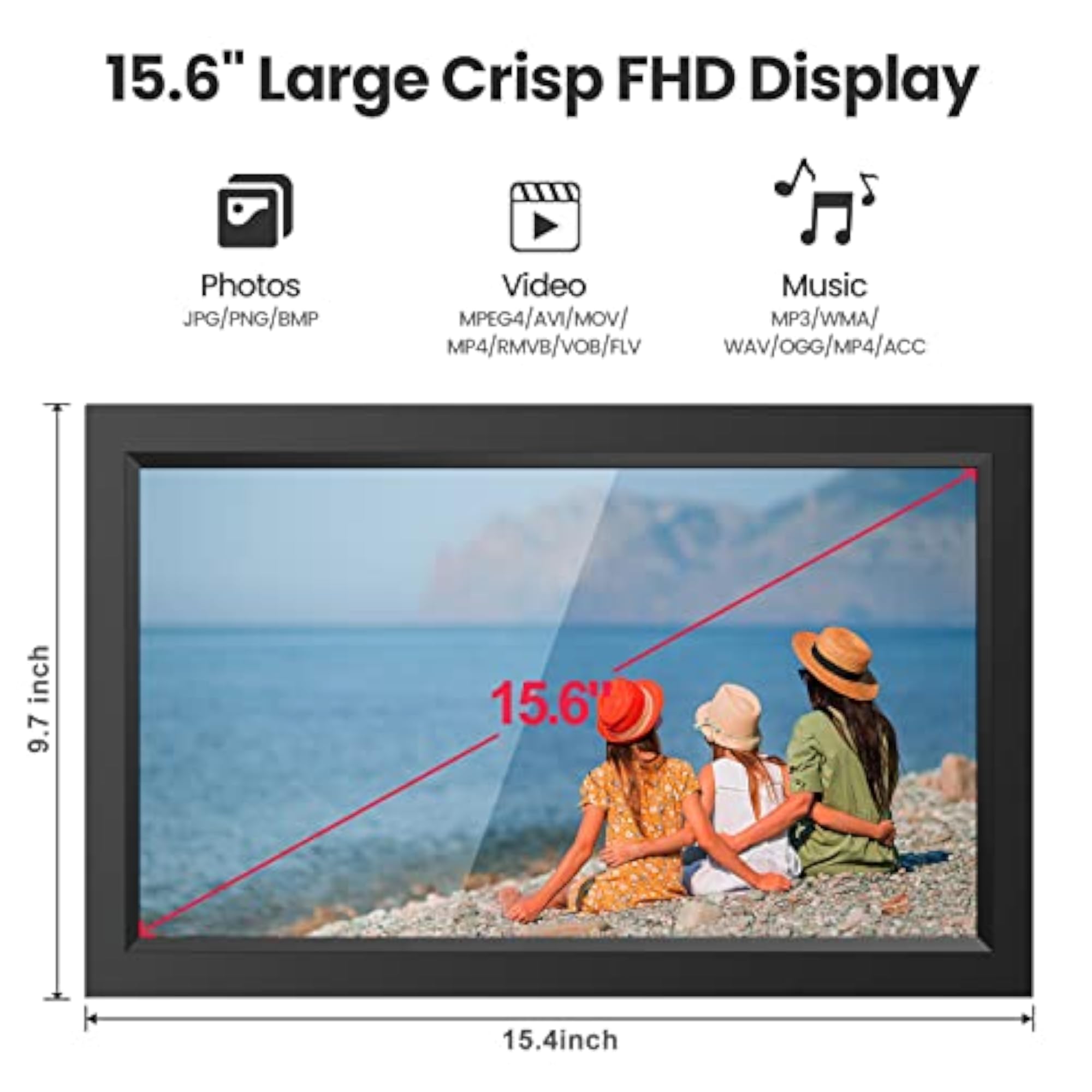 Digital Picture Frame with WiFi and 32GB Storage