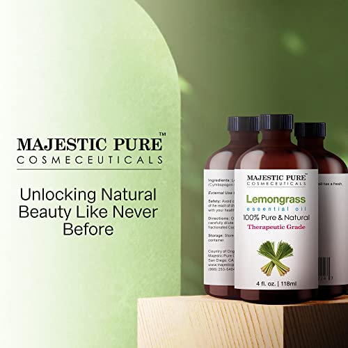Majestic Pure Lemongrass Essential Oil, Therapeutic Grade, Pure And Natural Premium Quality Oil, 4 Fl Oz #TOP6