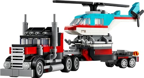 Creator 3 in 1 Autocarro con Elicottero, Giochi per Bambini e Bambine da 7 Anni, Camion Giocattolo Ricostruibile in Aereo e Cisterna o in Auto da Corsa e SUV, Idea Regalo di Compleanno 31146 - Lego - Immagine 8
