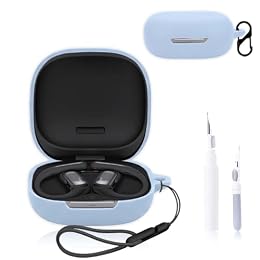 for Shokz OpenFit Pro Case Cover,NOUKAJU Earphone Protective Cover(with Carabiner + Lanyard + Cleaning Pen) Drop-Proof,Scratch-Proof,Shock-Proof,Case for Shokz OpenFit Pro(Sky-Blue)