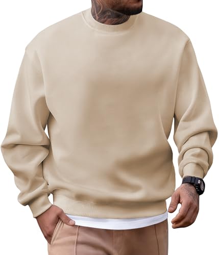 COOFANDY Mens Fleece Pullover Crewneck Sweatshirts Soft Casual Long Sleeves Sweatshirt Crew Neck Pullover Sweater