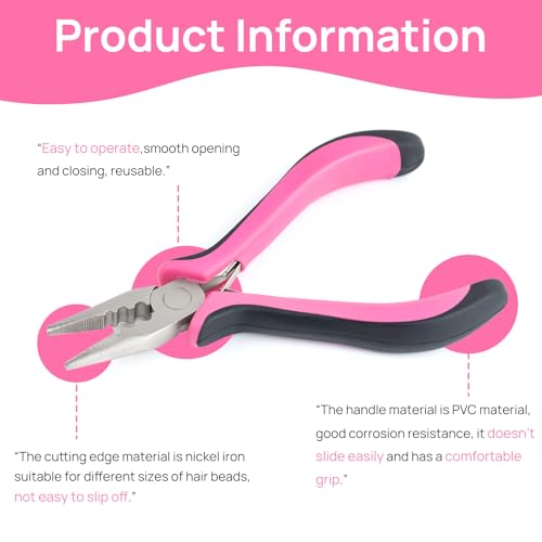 Hair Extension Pliers, Anti Slip Handles Hair Extension Pliers Professional Hair Extensions Tool, Mini Hair Extension Tool Professional Hair Extensions Tool for Females Hair and Removal Tool 3 Hair Extension Pliers, Anti Slip Handles Hair Extension Pliers Professional Hair Extensions Tool, Mini Hair Extension Tool Professional Hair Extensions Tool for Females Hair and Removal Tool - Image 3