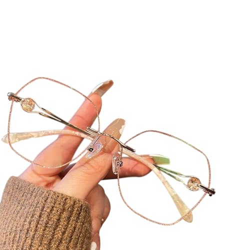 Genérico Gafas de Presbicia de Moda para Mujer, Gafas de Lectura Sin Marco HD y Luz Anti-Azul, Gafas para Ordenador(Plata,2.0 x)