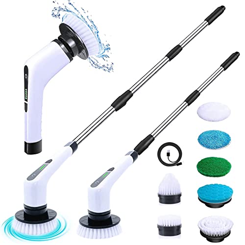 Electric Spin Scrubber Rechargeable Cleaning Brush with 7 Replaceable Brush Heads, Cordless and Portable Power Scrubber, Electric Bathroom Scrubber for Cleaning Tile, Sink, Window, Floor, Tub, Car Electric Spin Scrubber Rechargeable Cleaning Brush with 7 Replaceable Brush Heads, Cordless and Portable Power Scrubber, Electric Bathroom Scrubber for Cleaning Tile, Sink, Window, Floor, Tub, Car