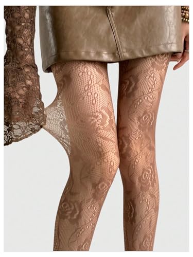 Women's 1 Pair Floral Sheer Mesh Stockings Hollow Out Sexy Stockings Fishnet Tights Fairy Gothic Pantyhose4