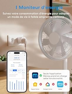 Meross Matter Prise Connectée 16A WiFi, Suivi de Consommation, Compatible Apple Home, Alexa et Google Home, Économie d’Énergie et Commande Vocale (4-Pack)