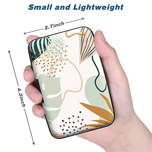 Image of Credit Card Holder, Mini Aluminum Card Wallet RFID Blocking Slim Metal Hard Card Case for Women Men, Leaf