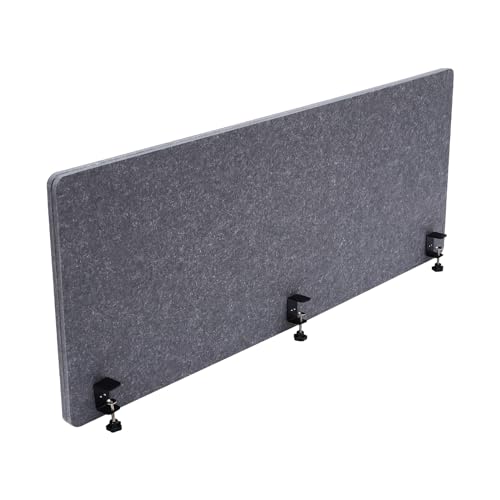 Clamp-on 60' x 24' Desk Divider Privacy Panel for Office Privacy Sound Absorbing Screen Acoustic Partition Divider Stand Up Desktop Divider Portable Cubicle Panel, Grey