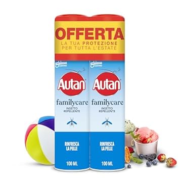 Autan Family Care Spray Antizanzare, Repellente Zanzare, Dermatologicamente Testato, Protezione Efficace Per Tutta la Famiglia fino a 4 Ore, 2 Confezioni da 100ml