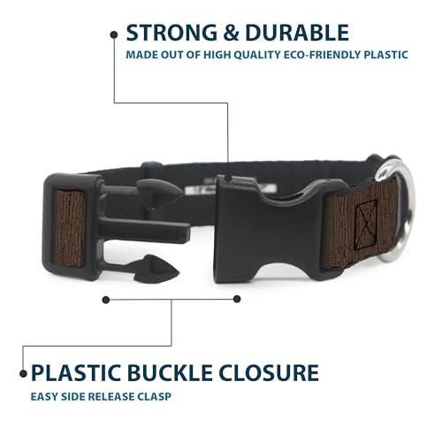Collier grain de bois vertical à clip plastique réglable marron pour chiens