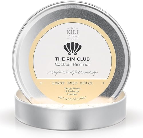 Kiri & Sons The Rim Club Cocktail Rimmer - Rimming Salt/Sugar for Margaritas, Lemon Drops, Tequila Shots & Craft Cocktails, Idea for Home Bars, Parties & Gifting - Lemon Drop Sugar 5oz