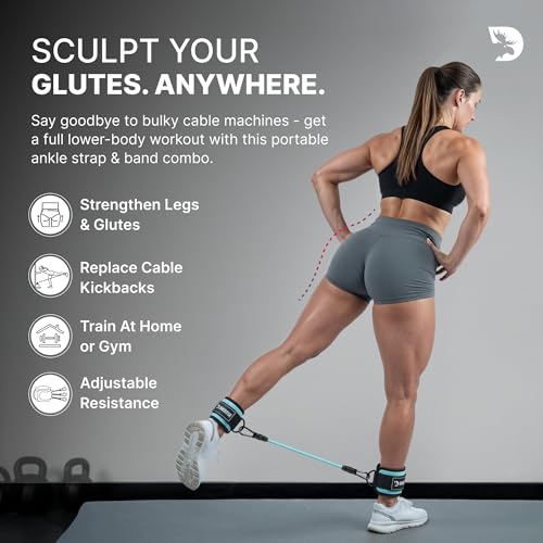 Image of DMoose Ankle Strap for Cable Machine - One Size Fit with Premium Padding, Workout Kickback Ankle Cuffs, Ankle Bands for Working Out, Booty Workouts, Leg Extension, Hip Abductors & Lower Body Exercises