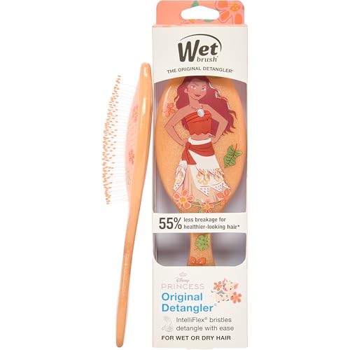 Wet Brush Disney Princess Moana Original Detangler Hair Brush, Pain-Free Knot Removal, Flexible Bristles Detangle Wet or Dry Strands, Works on All Hair Types, Ergonomic Handle, Reduces Breakage