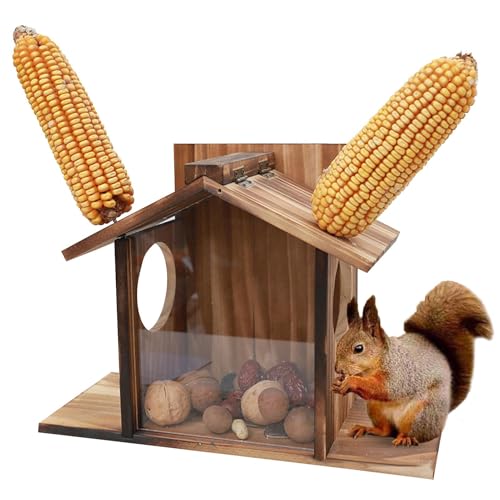 Squirrel Feeders House, Wooden Squirrel Feeder, Large Feeder Box, Outdoor Wildlife Feeder, Waterproof Squirrel Feeder, Funny Table Feeder, Sturdy Wood Feeder, For Birds & Squirrel