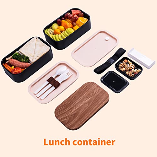 Uybieef Bento Box Adult Lunch Box With Lunch Bag,Japanese Lunch Box Containers For Adult,Bento Lunch Box With Leakproof 54Oz Black #TOP3