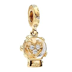 Snowflake Snow Gold Globe Heart Dangle Charm